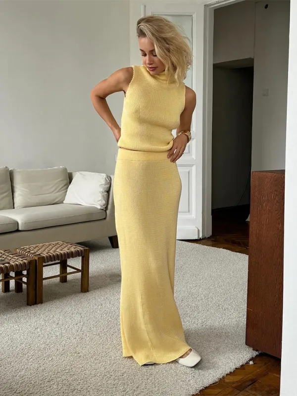 Collared Sleeveless Coordinated Set