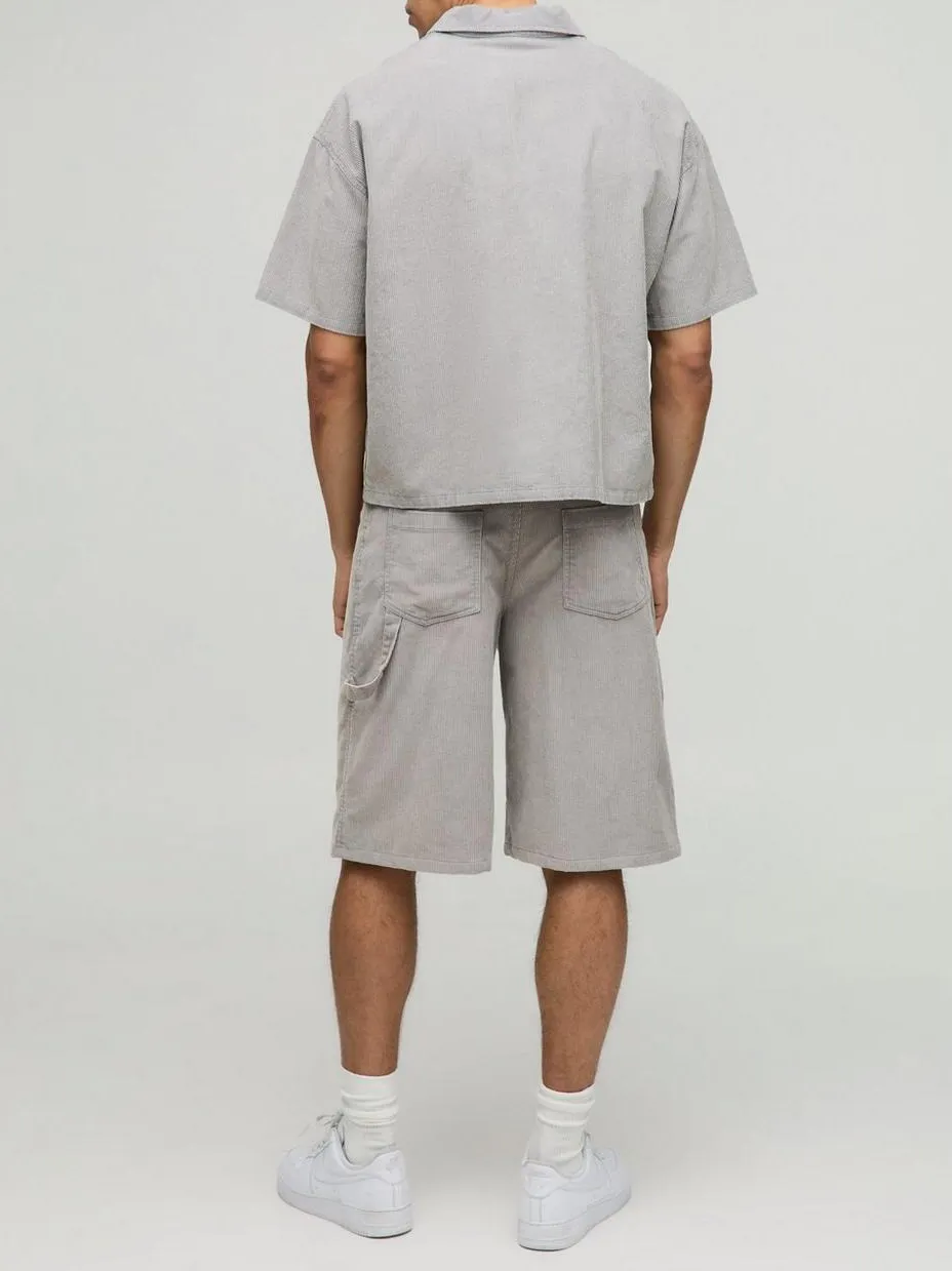 Acid Wash Carpenter Corduroy Jorts Spring And Summer