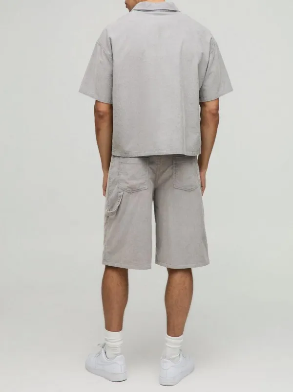 Acid Wash Carpenter Corduroy Jorts Spring And Summer