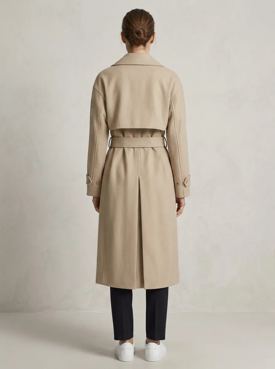 Women's Classic Double-Breasted Belted Long Trench Coat