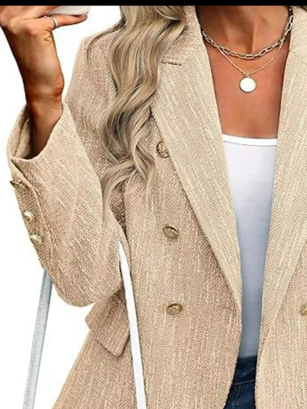 Double Breasted Lapel Collar Blazer