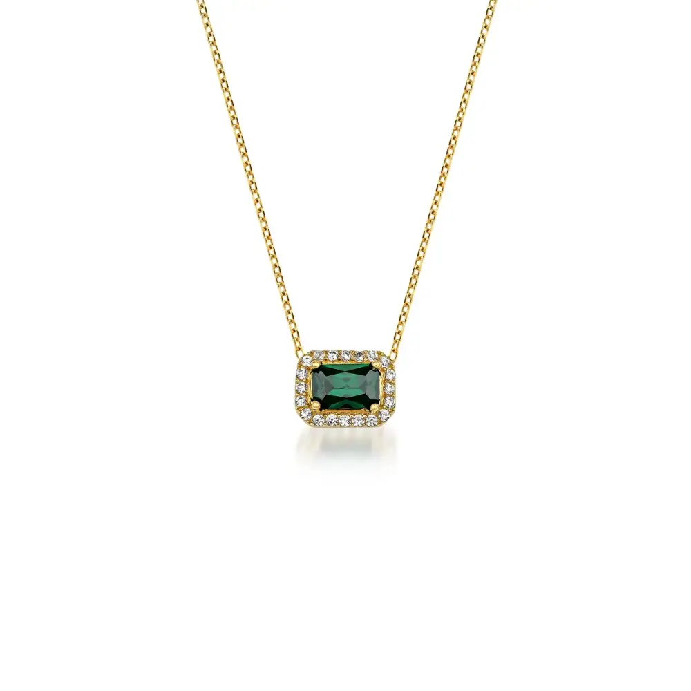 Emerald Cut Solitaire Emerald Necklace