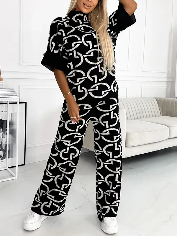 Fashionable, Casual and Comfortable Mid-sleeve Sweatshirt Two-piece Set