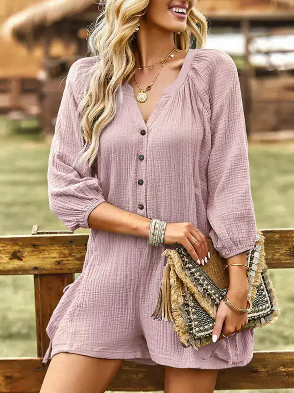 Clean Loose Cotton Linen Jumpsuit