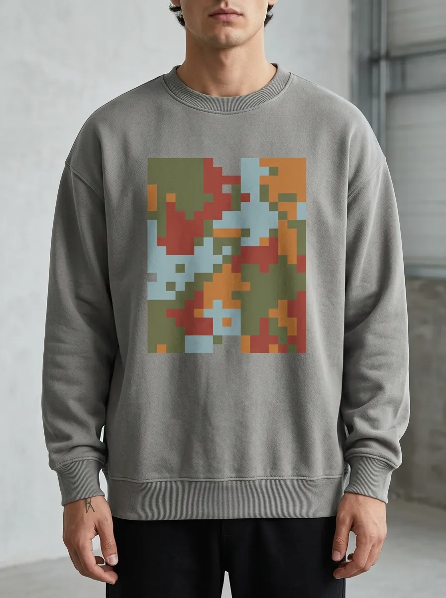 Pixel Camouflage Pattern Crewneck Sweatshirt
