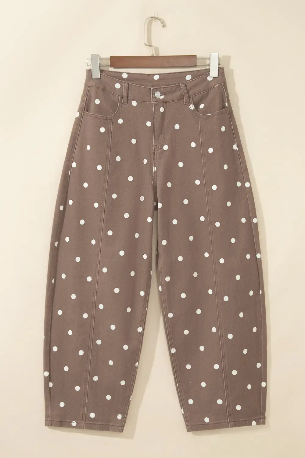 Women's Polka Dot Barrel Jeans With Tailored Seam