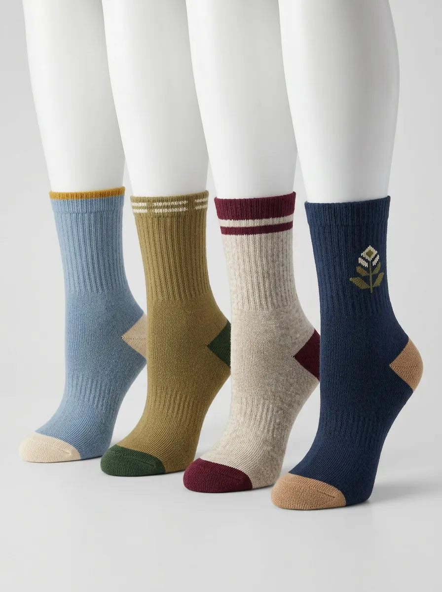 Modern Floral Vintage Four-Pair Casual Socks