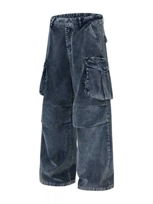 Men's Corduroy Cargo Pants with Multiple Pockets