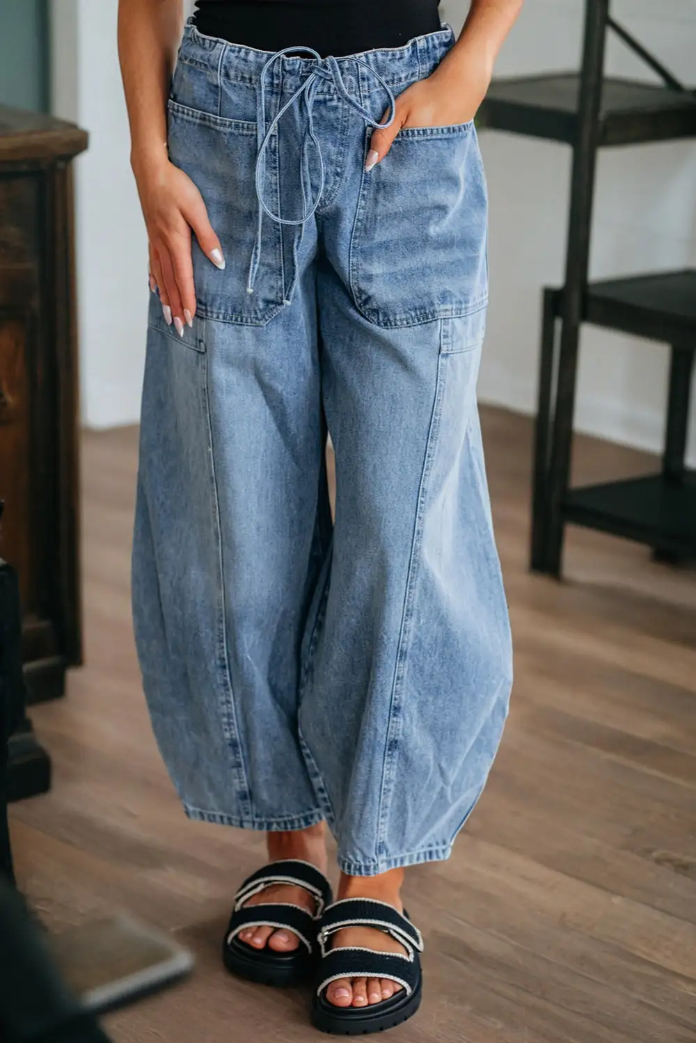 Wrap Woven Denim Jeans