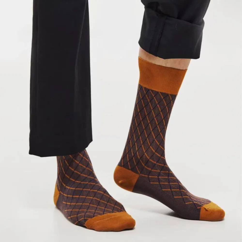 Mercerized Cotton Argyle Dress Socks