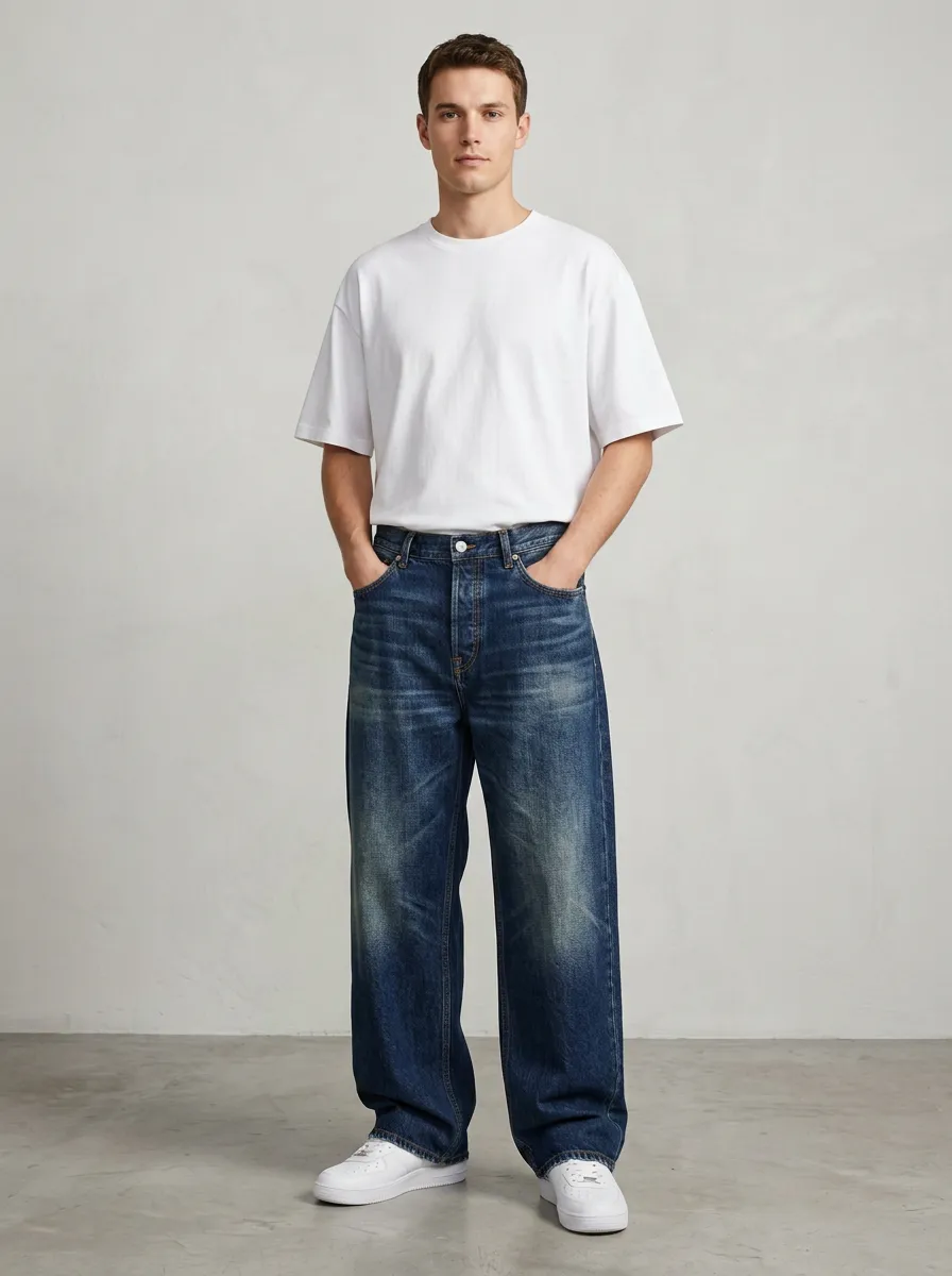 Men's Relaxed Wide Loose Fit Jeans