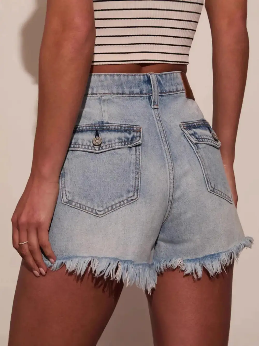 Clean Front Raw Hem Shorts