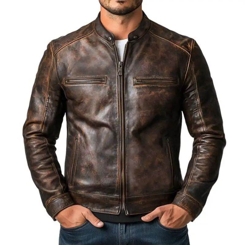 Textured Work Leather Jacket