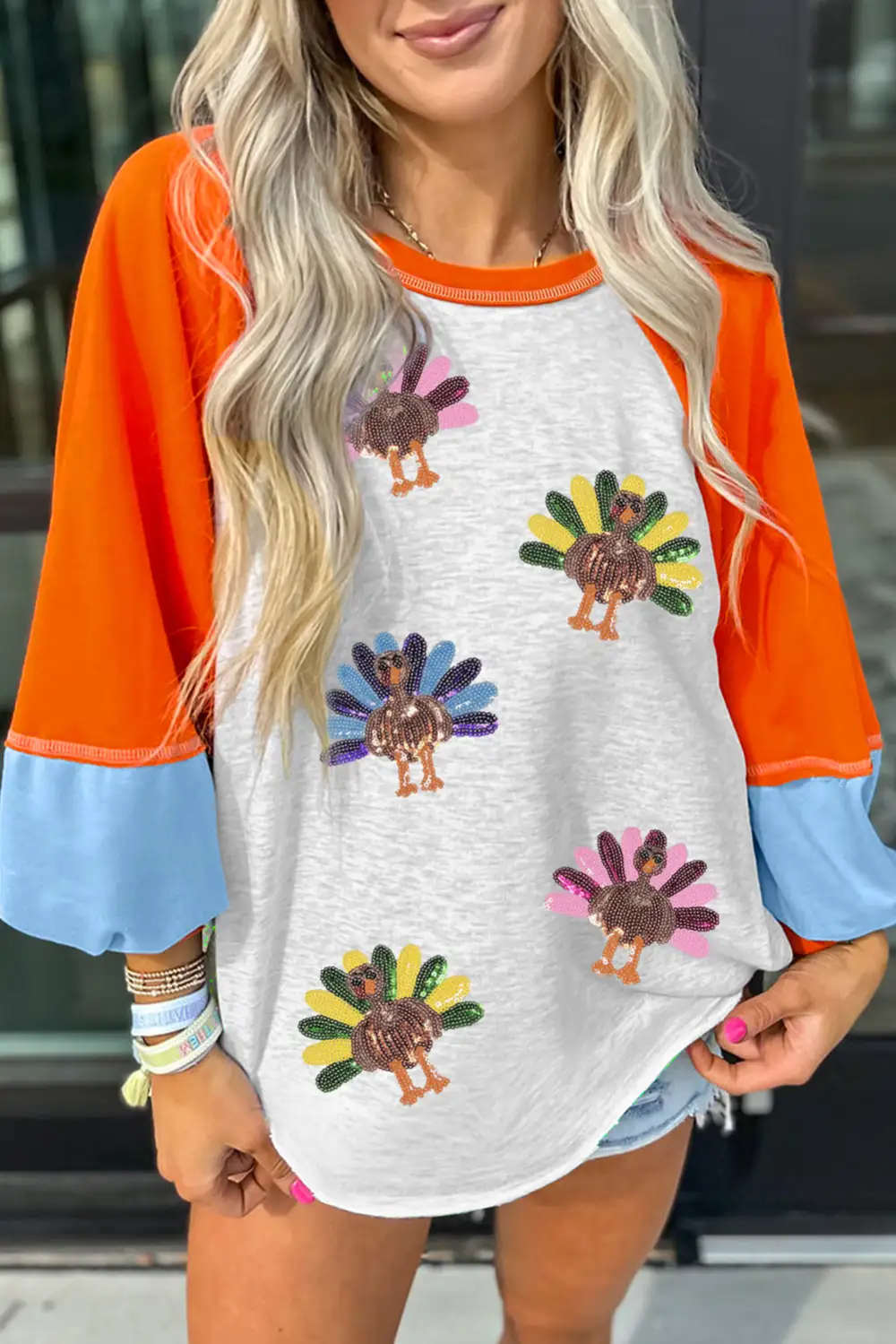 Women's Graphic Colorblock Sequin T-Shirt