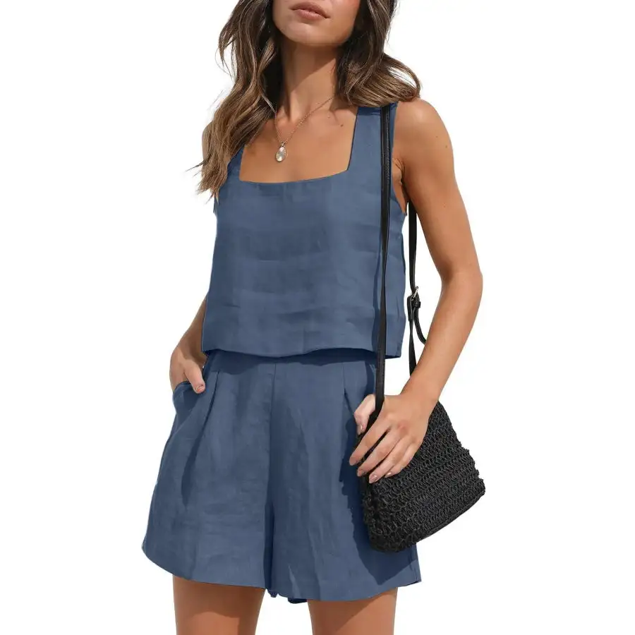 Square Neck Tank and Shorts Set