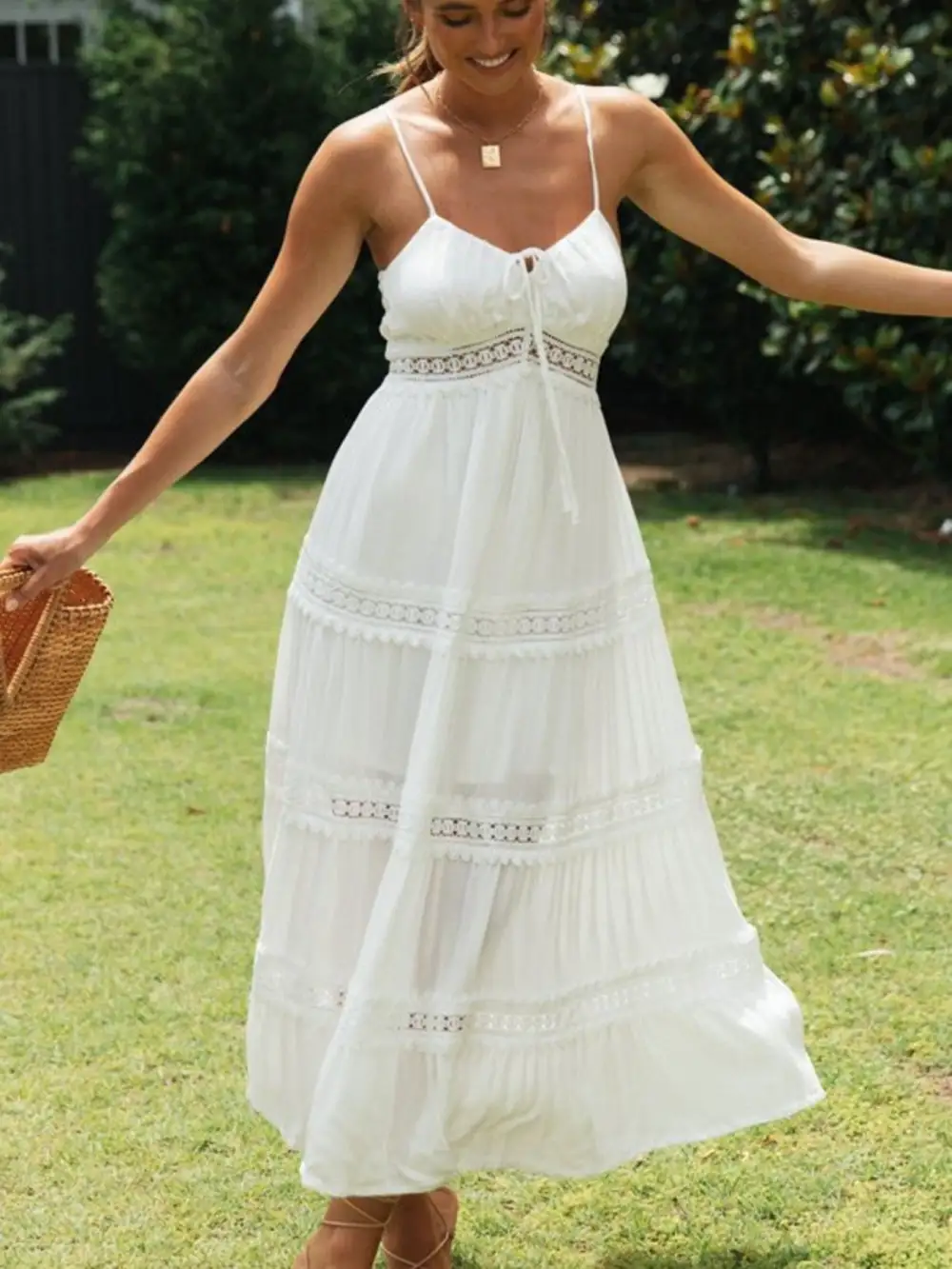 Lace Tiered Midi Dress