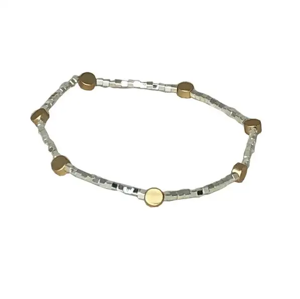 Square and Dot Bead Bracelet Pair