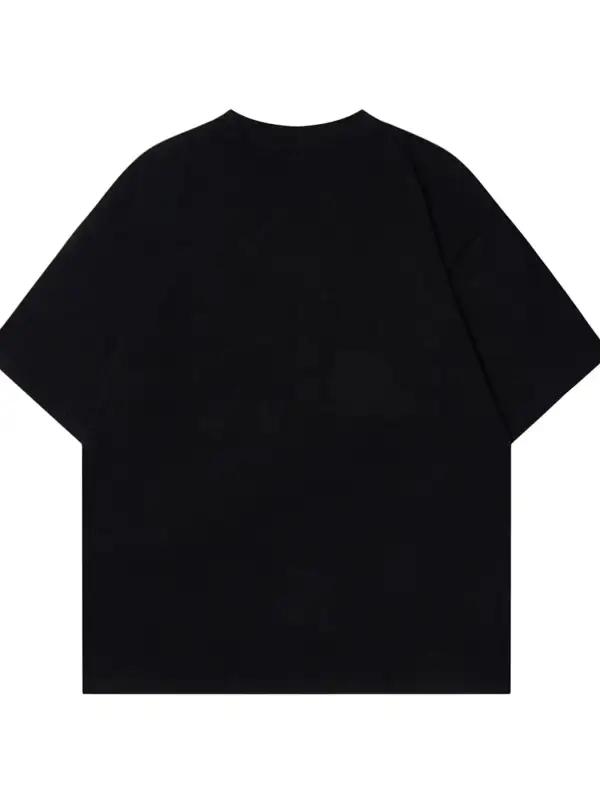 Textured Graphic Short Sleeve Oversized Crew Neck Tee