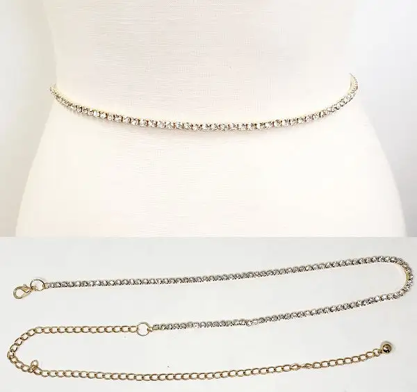 Sleek Adjustable Crystal Waist Belt