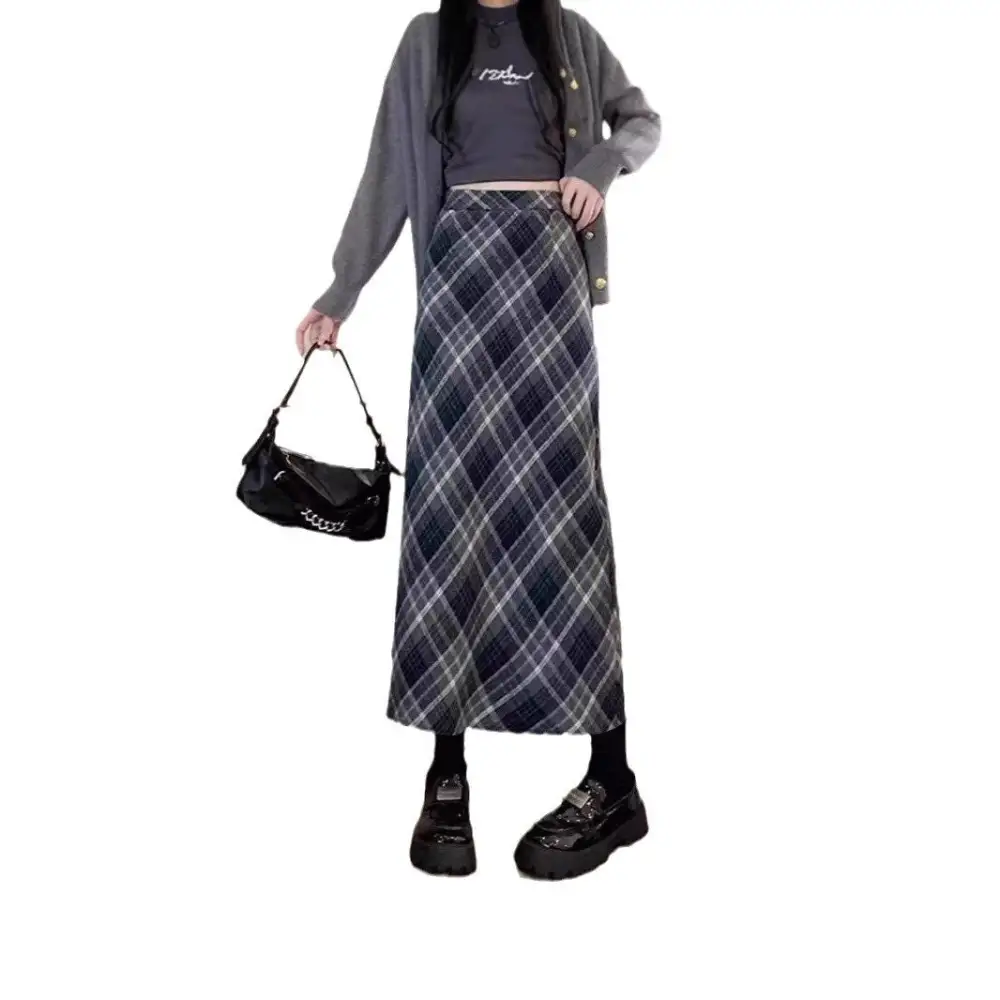 Heritage Plaid Tweed High Waist Pencil Skirt