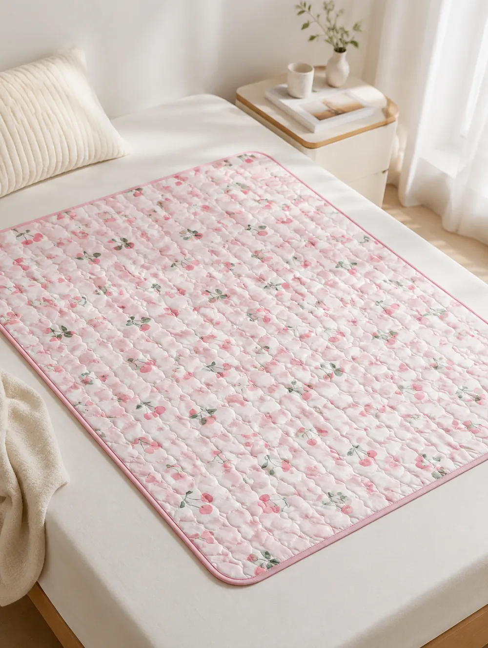 Aesthetic Cherry Pattern Cooling Mat