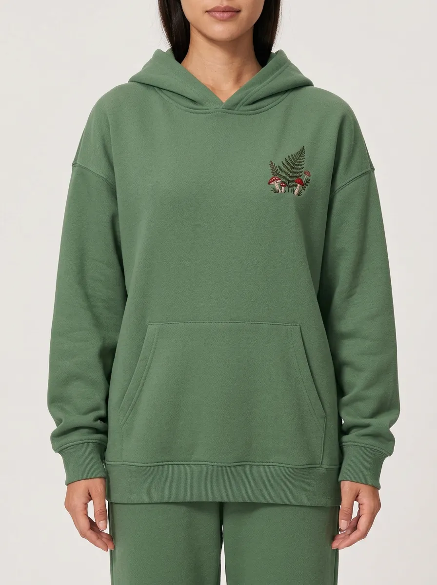 Women's Hooded Embroidered Mushroom Sweatshirt