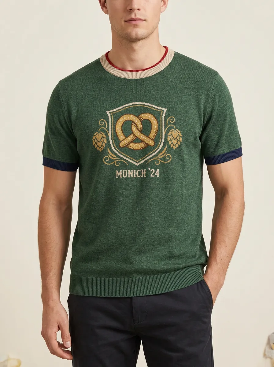 Men's Oktoberfest Munich '24 Pretzel Crest Printed Knit T-shirt