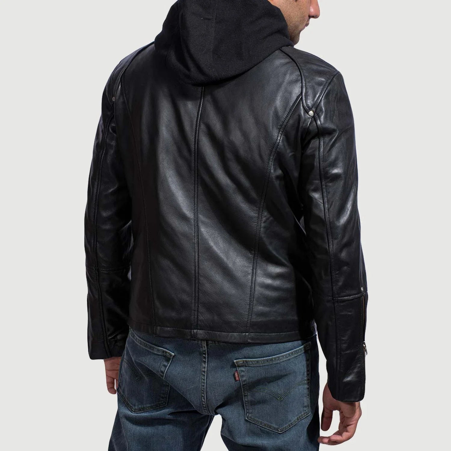 Men's Hooded Leather Jacket