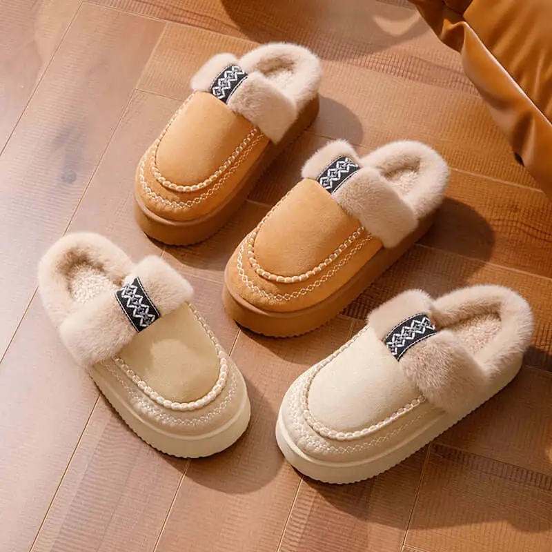 Plush Comfort Platform Slip On Slippers