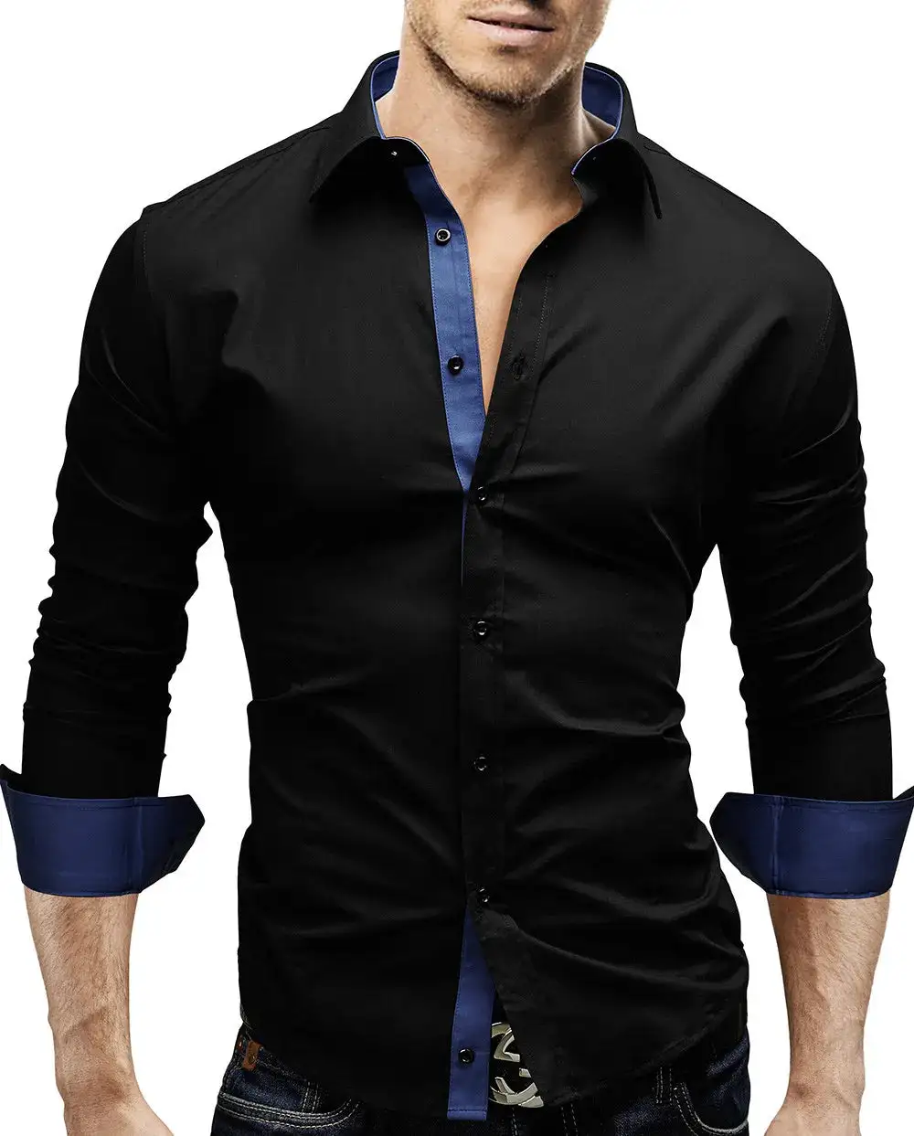 Polished Long Sleeve Slim Fit Casual Dress Shirt