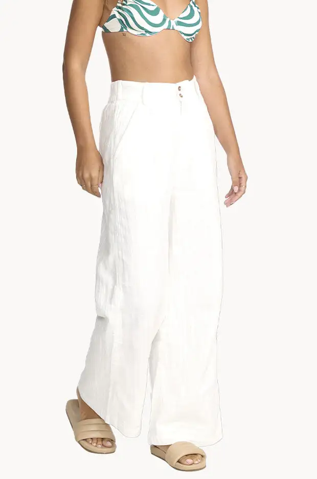 Tailored Slub Wide Leg Pants