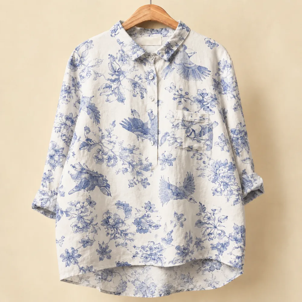 Relaxed Collared Floral Blouse