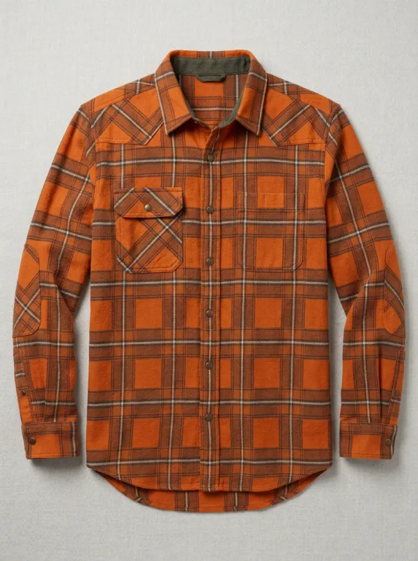 Men's Sport-Inspired Plaid Printed Flannel Shirt