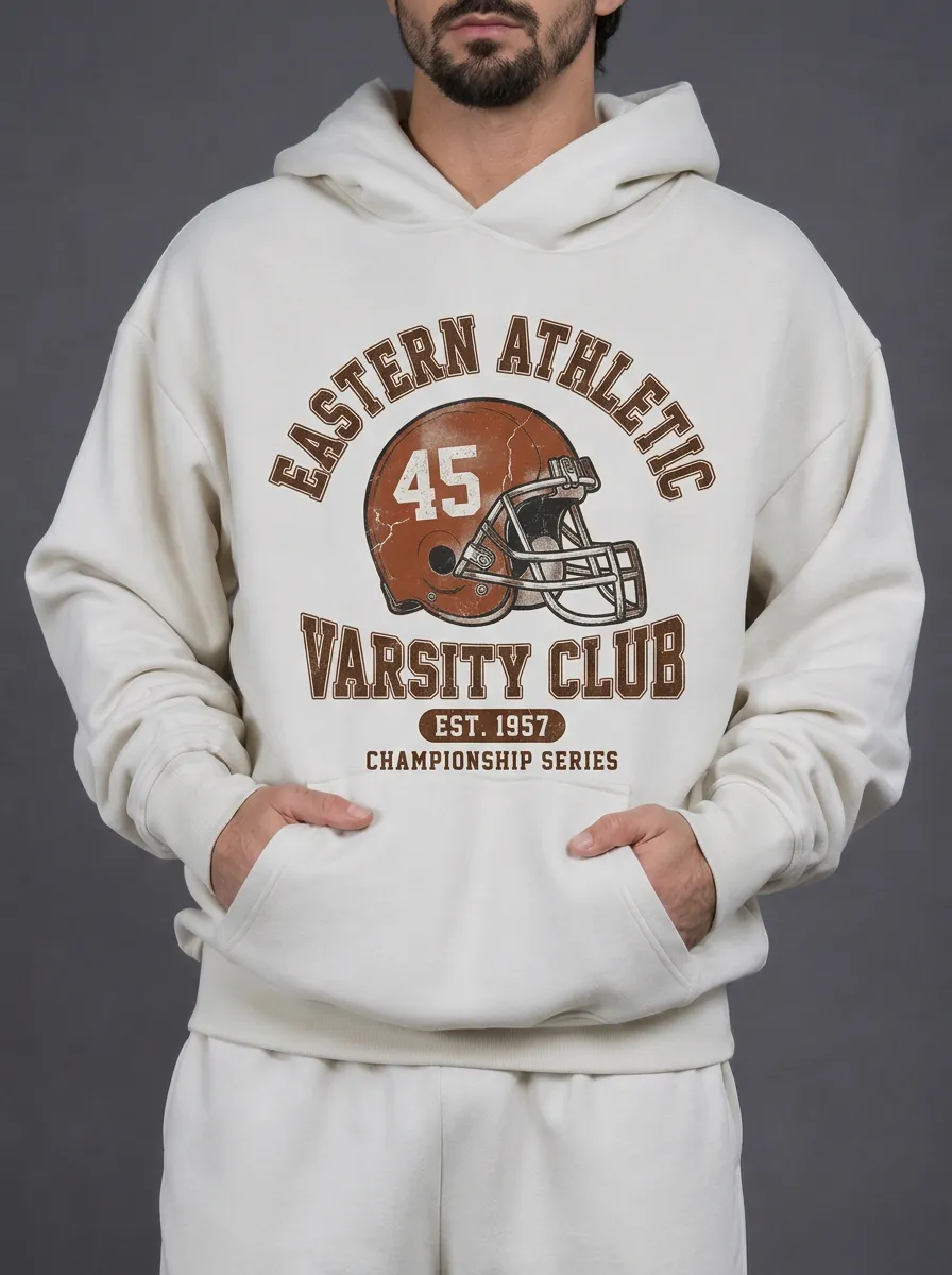 Men's Eastern Athletic Varsity Football Helmet Printed Hoodie