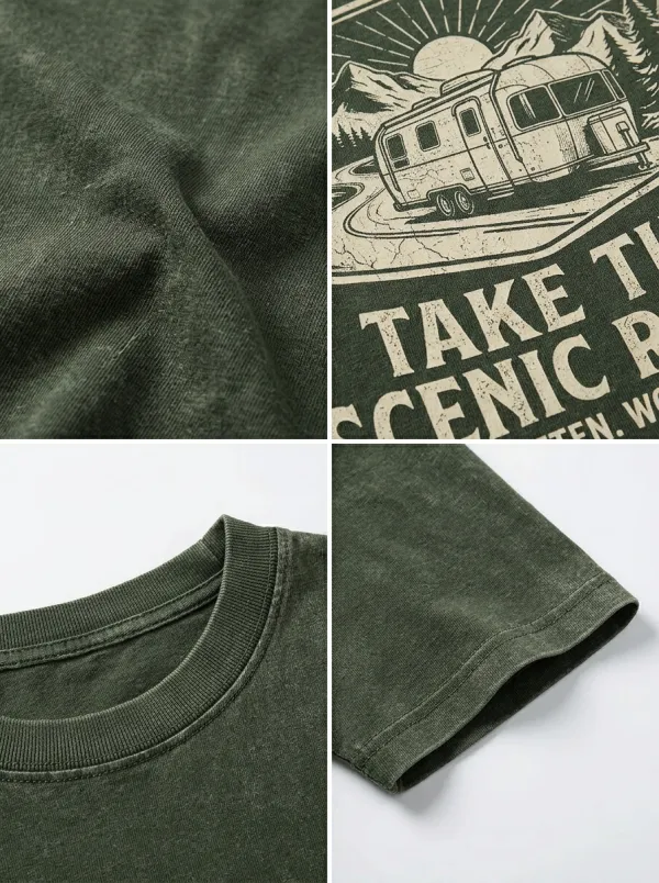 Unisex Camping Lover Scenic Route Camper Van Printed T-shirt