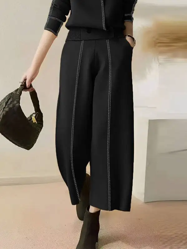 Modern High Waisted Loose Split-Joint Pants Trousers