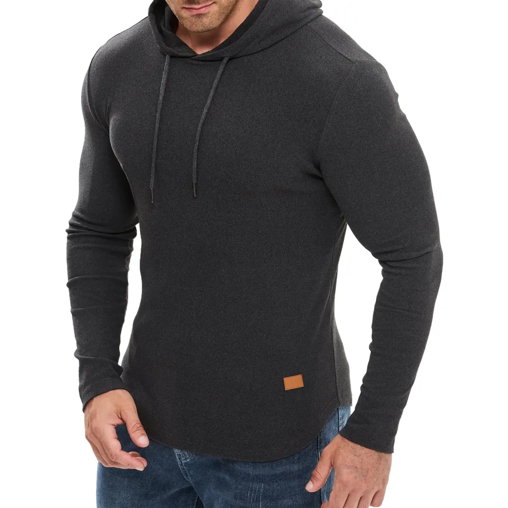 Men's Fashion Fleece-Lined Long-Sleeve Hooded Sweatshirt Pullover