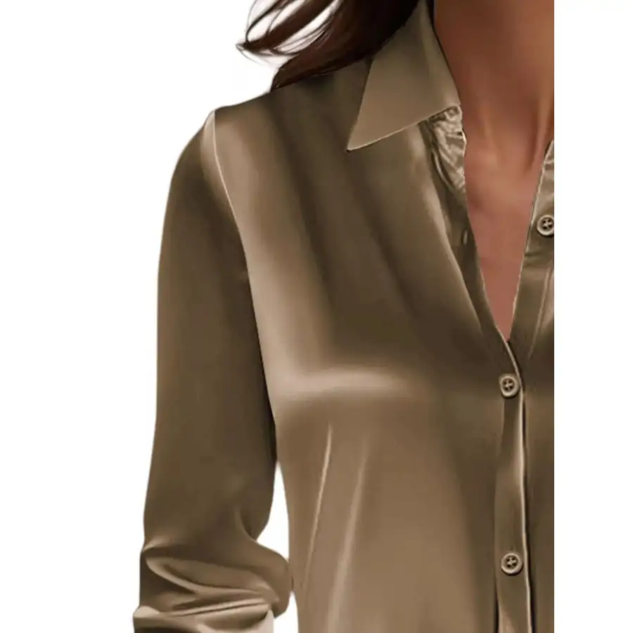 Full Size Button Down Collared Neck Long Sleeve Shirt Plus Size