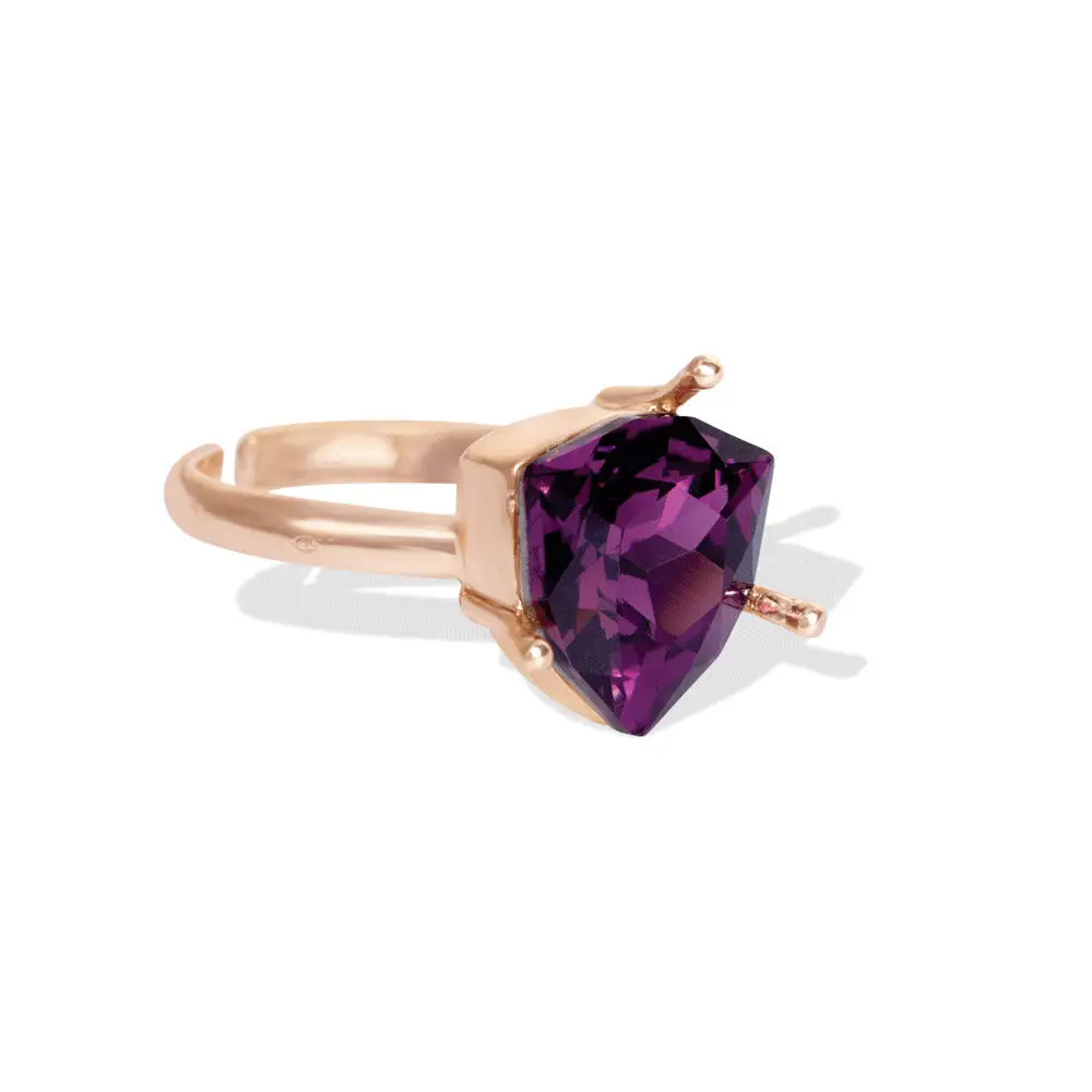 Crystal Cluster Brass Statement Ring