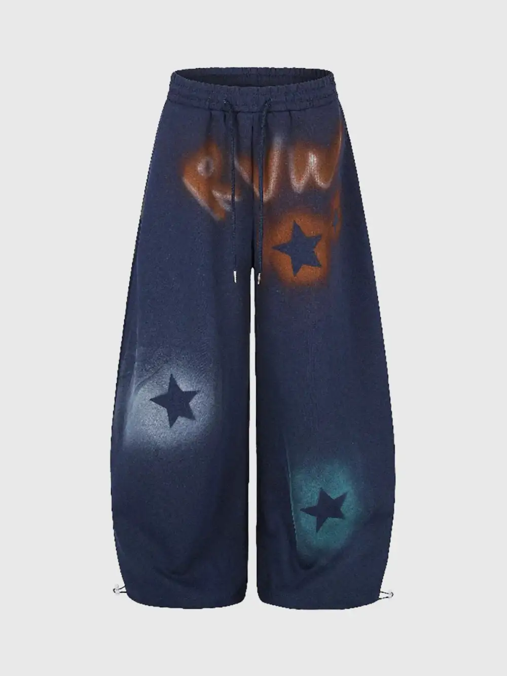 Wide-Leg Graffiti Denim Pants
