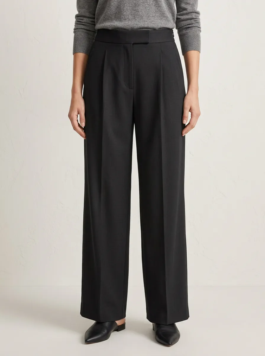 Modern Finish Pleated Wide-Leg Trousers