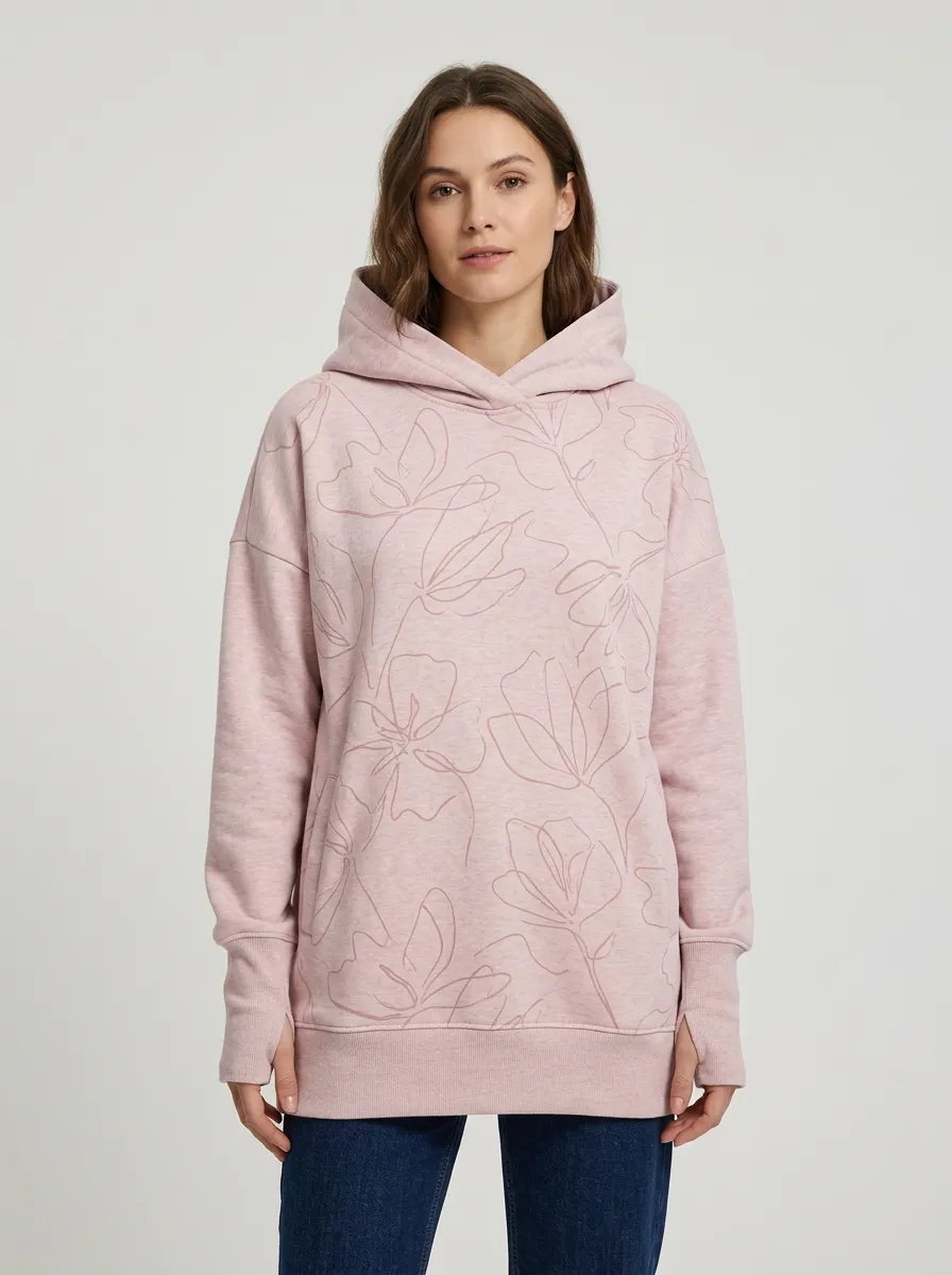 Women's Floral Line Art Minimal Graphic Hoodie