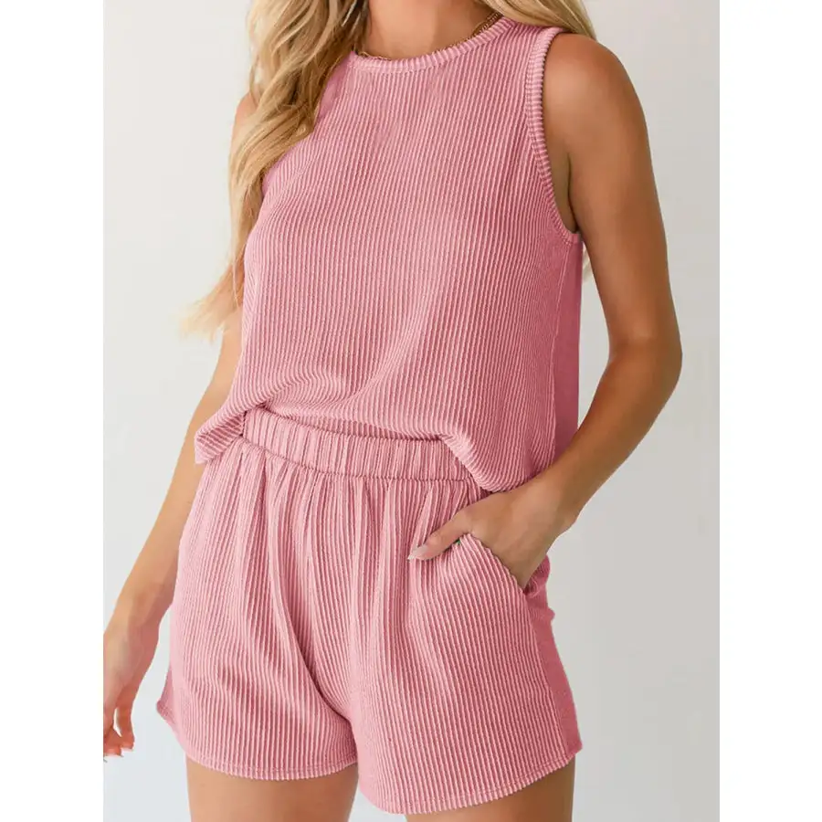 Everyday Round Neck Sleeveless Top and Shorts Set