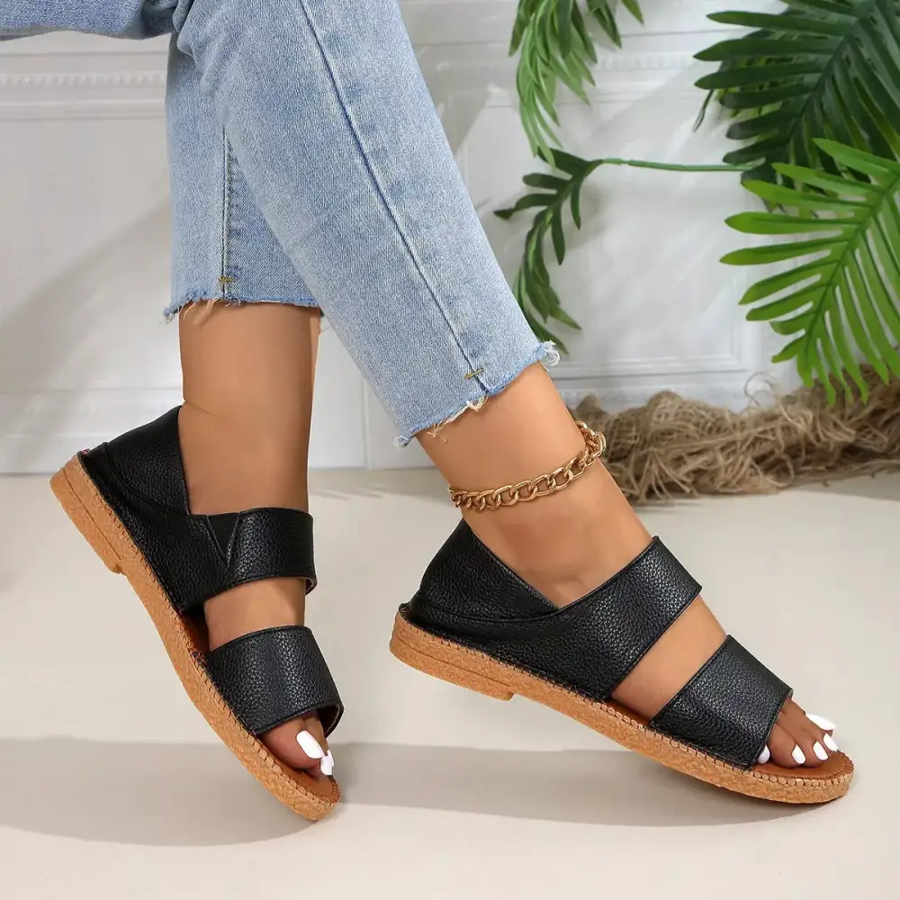 Flexible Open-Toe Flat Sandals