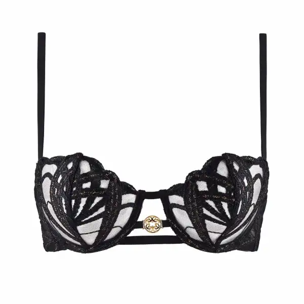 Women's Balconette Underwire Embroidery Mesh Vertical Seams Bra