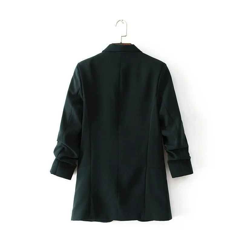 Easygoing Ruched Sleeve Everyday Blazer
