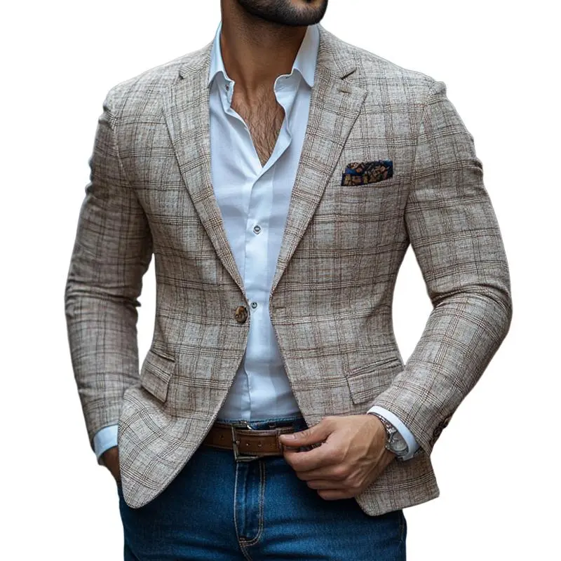 Structured Button Check Blazer