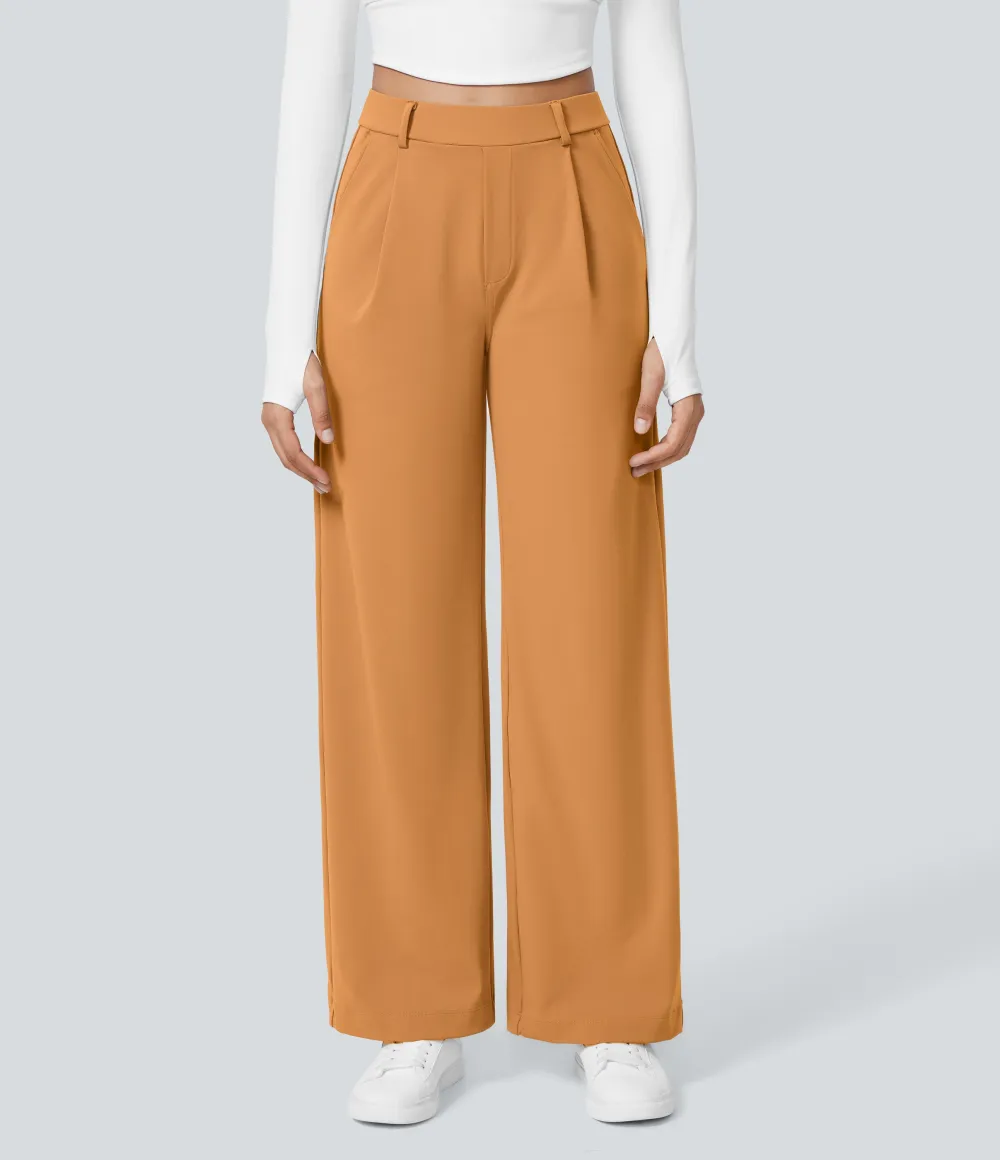 2026🔥  High Waisted Pocket Straight Leg Work Pants