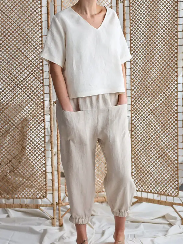 Loose Capri Pocket Pants