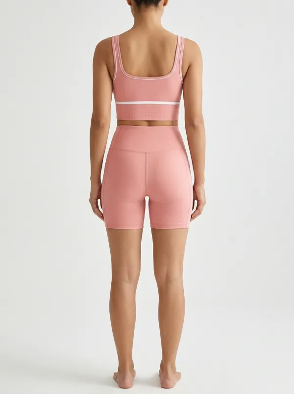 Weekend Ribbed Texture Shape Women's Tank Top And Sports Shorts Set